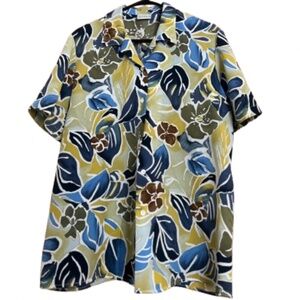 Koret Women’s Multicolor Leaf Print Button Down Casual Summer Shirt Sz-12
